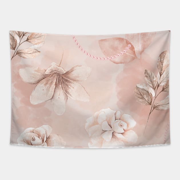 Blush pink floral coral background Tapestry by artsytee