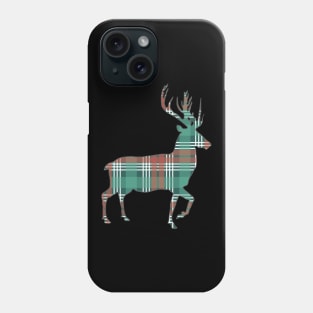 Christmas Coloured Tartan Scottish Stag Silhouette Phone Case