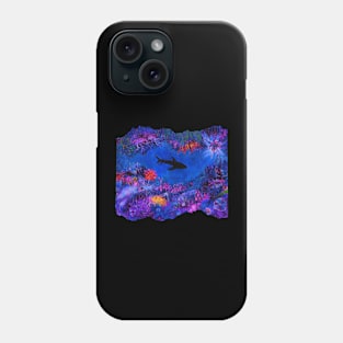 Shark in Coral Garden (rectangle) Phone Case