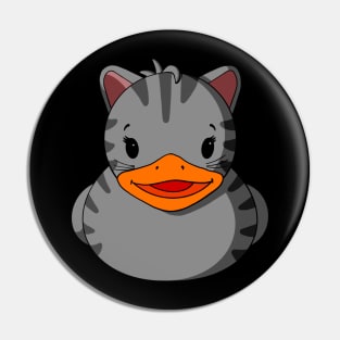 Grey Tabby Cat Rubber Duck Pin