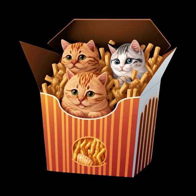 Cats in a Fries Box by UnrealArtDude