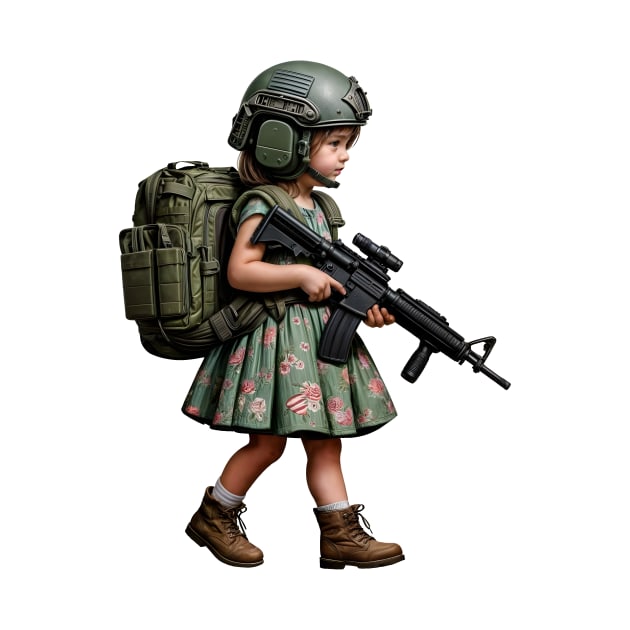 The Little Girl and a Toy Gun by Rawlifegraphic