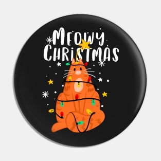 Meowy Christmas Funny Ginger Cat Pin
