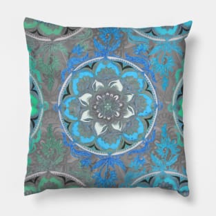 Mint Green, Blue & Aqua Super Boho Medallions Pillow