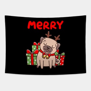 Merry Pugmas Funny Matching Ugly Christmas Sweatshirt Tapestry