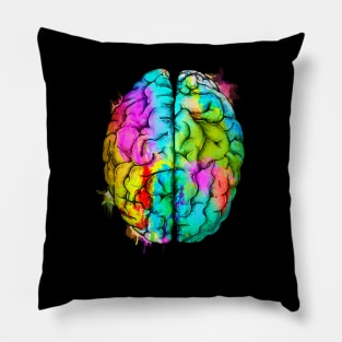 Color human brain watercolor mental health matters Pillow