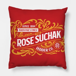 The Rose Suchak Ladder Co. (White and Gold on Red) Pillow