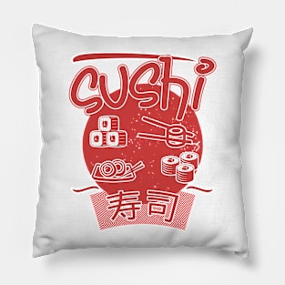 Sushi: A Red and White Delight for Sushi Lovers Pillow
