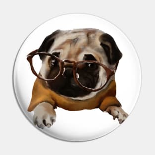 Pug in glasses Pin