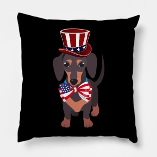 Independence Day Gifts Happy Fourth Of July Dachshund Dog T-Shirt Funny Puppy Pillow