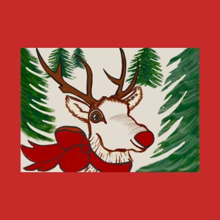 Red nosed reindeer in the woods T-Shirt