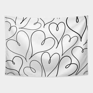 Whimsical Loopy Hearts Doodle Pattern, made by EndlessEmporium Tapestry