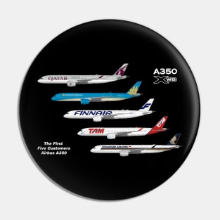 Airbus A350 First Five Customers Pin