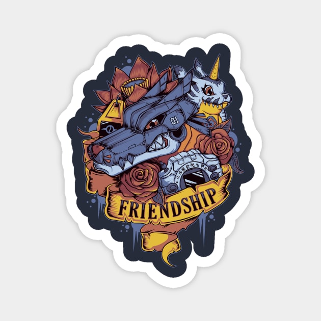 Digimon of friendship Gabumon - MetalGarurumon Tattoo Magnet by Typhoonic