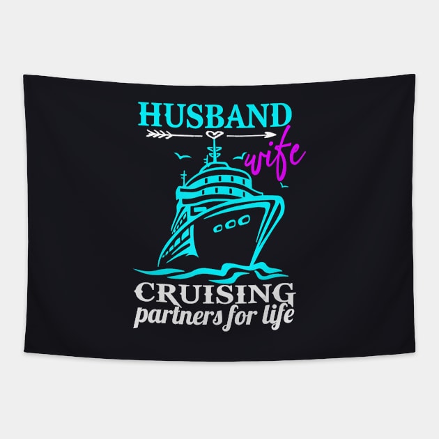 Husband and Wife Cruising Honeymoon Trip Vacation Tapestry by AlexWu