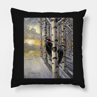 Pileated woodpeckers in love Pillow