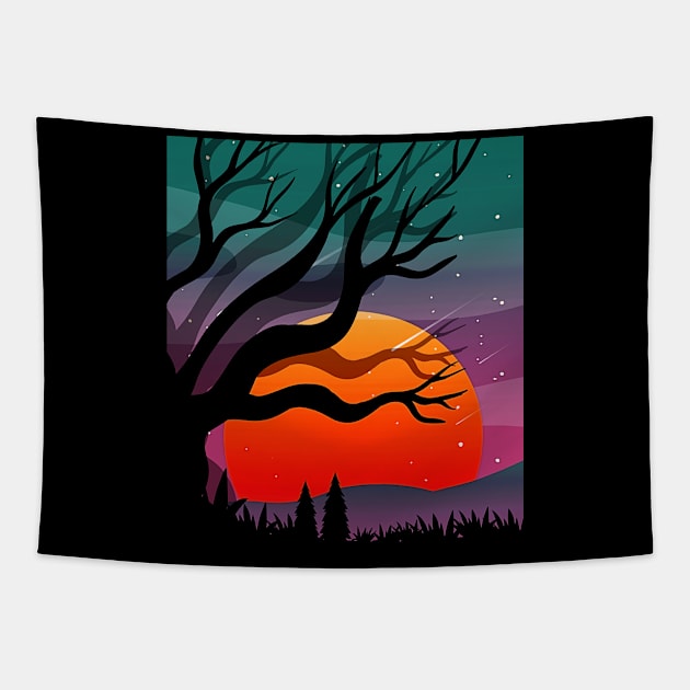 Spooky forest night. Tapestry by SALOX