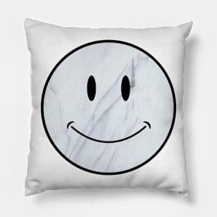 white and gray marble smiley face Pillow