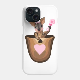 Baby Girl Kangaroo Joey in Pouch Phone Case