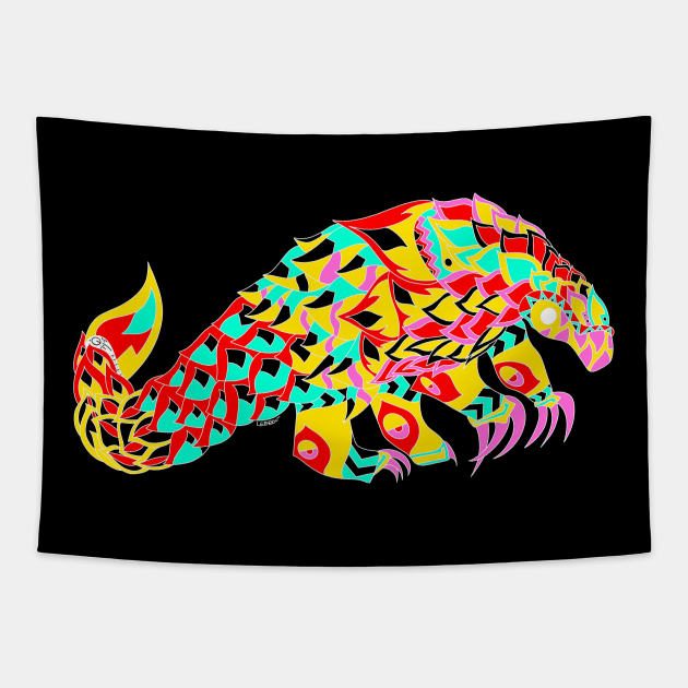 pangolin lovely scaly anteater art in ecopop pattern Tapestry by jorge_lebeau