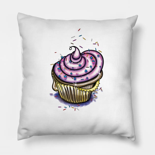 Pink Cup Cake by Julie Ann Stricklin Pillow by Julie Ann Stricklin