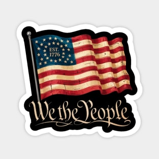 We the people 4th Of July Independence Day Vintage USA Flag Est 1776 Magnet