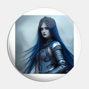 Gothic Blue Warrior Woman Pin