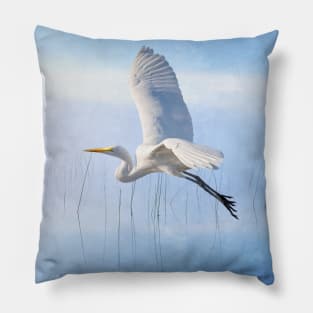 Snowy Egret Morning Pillow