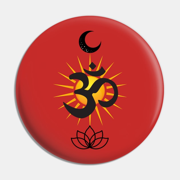 Sunny Ohm, Moon and Lotus Pin by Orange Pyramid