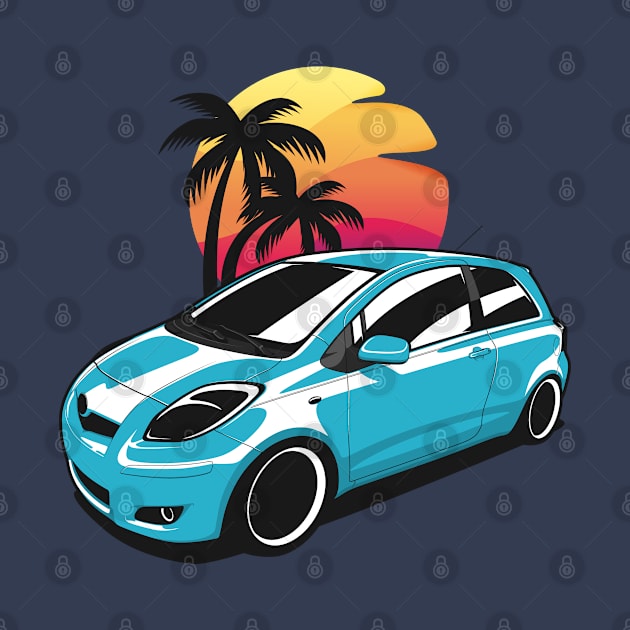 Blue Yaris MK2 Sunset Palms by KaroCars