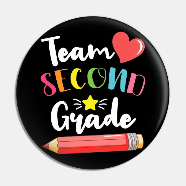 Team Second Grade Cute Back To School Gift For Teachers and Students Pin by BadDesignCo