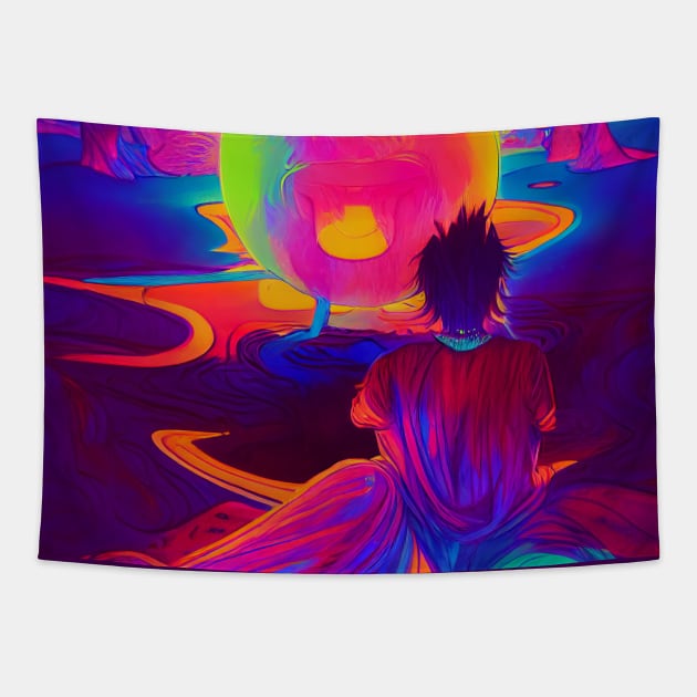 Man in a rainbow world Tapestry by MorningPanda