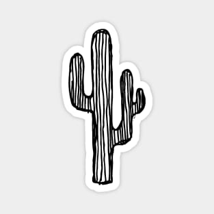 Cactus Doodle Black Magnet