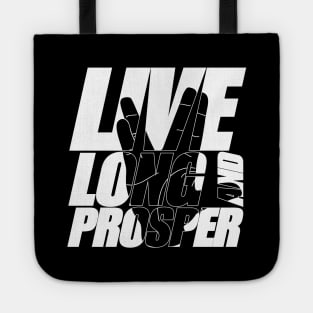 LIVE LONG AND PROSPER Star Trek ™ Quote Meme slogan with silhouette of the Vulkan Gruss Tote