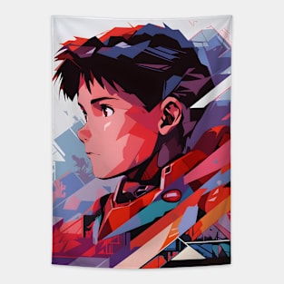 Discover Apocalyptic Anime Art and Surreal Manga Designs - Futuristic Illustrations Inspired by Neon Genesis Evangelion Tapestry