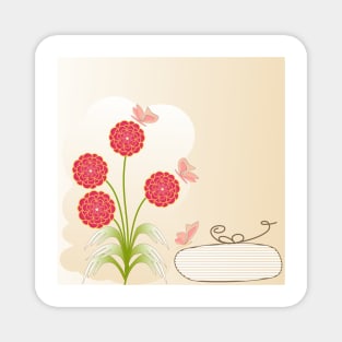 Floral background with vintage  flowers vector design and copy space. Magnet