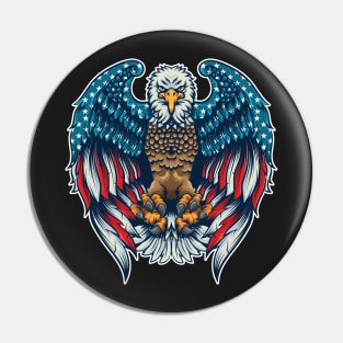 American Flag Angry Bald Eagle Pin