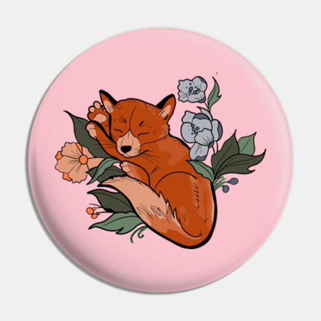 Sleeping Fox Pin by  AinsleyCreates