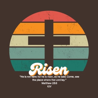 Retro Christian Cross Tee,  Jesus Is Risen T-Shirt