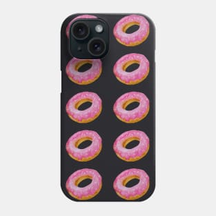 Watercolor donuts pattern - pink and black background Phone Case