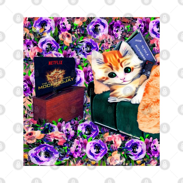 Binge Watching and Binge Reading Kitty by KC Morcom aka KCM Gems n Bling aka KCM Inspirations