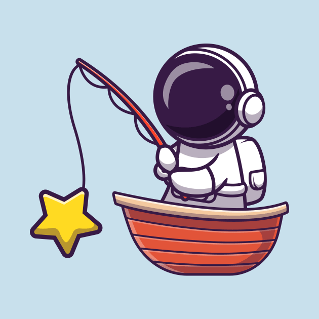 Astronaut Fishing Star On Boat Cartoon by Catalyst Labs