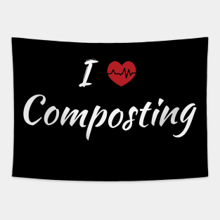 I Love Composting Cute Red Heart With Heartbeat Tapestry