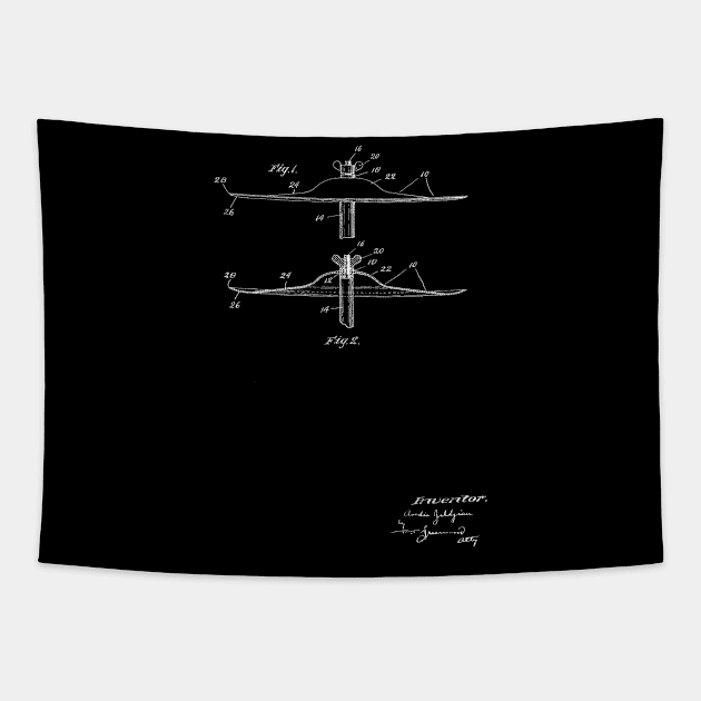 Cymbal Vintage Patent Hand Drawing Tapestry by TheYoungDesigns