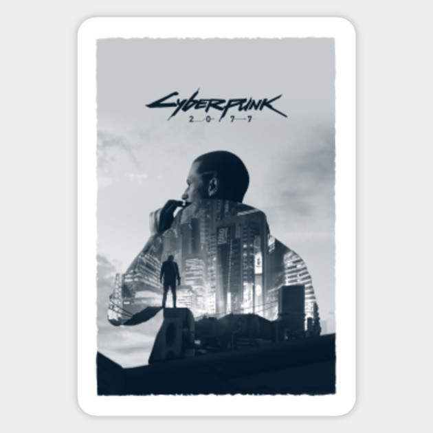 Cyberpunk 2077 Double Exposure Hoodie Black And White Cyberpunk 2077 Sticker Teepublic