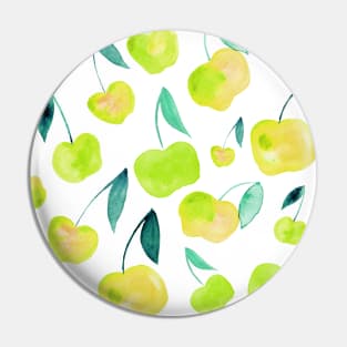 Watercolor cherries - yellow and green Pin