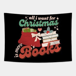 All I Want For Christmas Is More Books Retro Tapestry