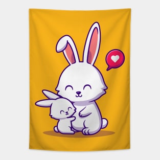 Rabbit Mother And Baby Rabbit Cartoon Tapestry