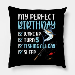 5 Year Old Fishing Birthday Party 5th Boy Bday Five Pillow