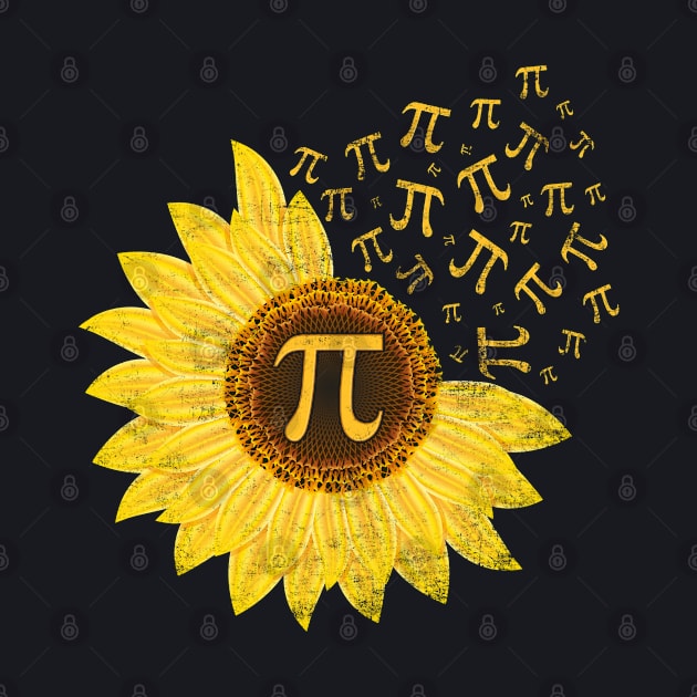 PI Day Math 3.14 Number PI Lover Sunflower Distressed Style by missalona